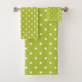 Lime Green Polka Dot Bad Handdoek
