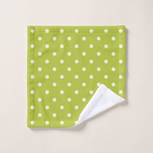 Lime Green Polka Dot Bad Handdoek (Wasdoekje)
