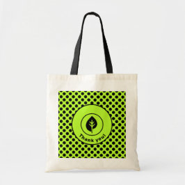 Lime Green Polka Dot Custom Logo & Company Name Tote Bag