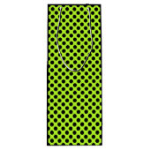 Lime Green Polka Dot Custom Logo & Company Name Wijn Cadeautas (Achterkant)