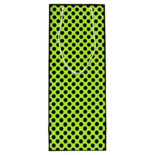 Lime Green Polka Dot Custom Logo & Company Name Wijn Cadeautas (Achterkant)