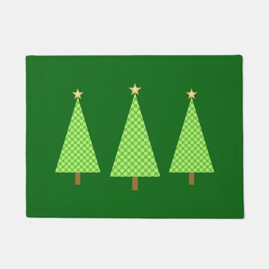 Lime Green Polka Dot Modern kerstbomen Deurmat (Voorkant)