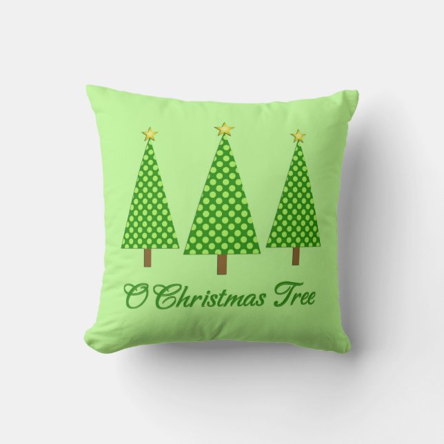 Lime Green Polka Dot Modern kerstbomen Kussen (Voorkant)