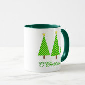Lime Green Polka Dot Modern kerstbomen Mok (Voorkant rechts)