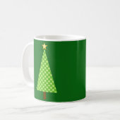 Lime Green Polka Dot Modern kerstboom Koffiemok (Voorkant links)