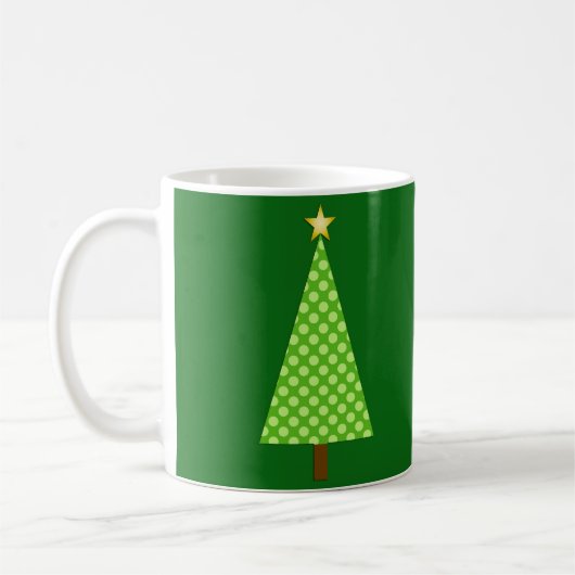 Lime Green Polka Dot Modern kerstboom Koffiemok (Links)