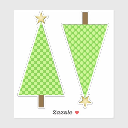 Lime Green Polka Dot Modern kerstboom Sticker (Vel)