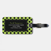 Lime Green Polka Dot Monogram Gepersonaliseerd Bagagelabel (Achterkant horizontaal)