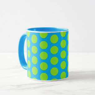 Lime Green Polka Dot op Aqua Mok Cup