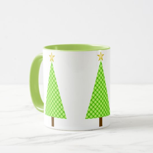 Lime Green Polka Dot Retro Moderne kerstboom Mok (Voorkant links)