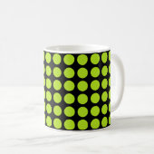 Lime Green Polka Dots Black Koffiemok (Voorkant rechts)