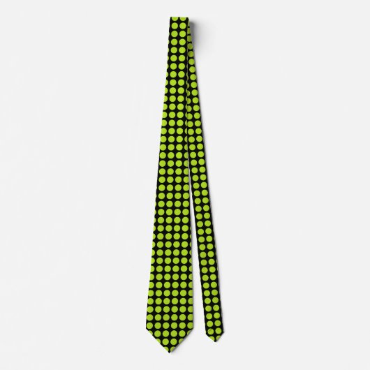 Lime Green Polka Dots Black Stropdas (Voorkant)