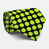 Lime Green Polka Dots Black Stropdas (Opgerold)