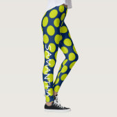 Lime Green Polka Dots on Navy Blue Personalized Leggings (Rechts)