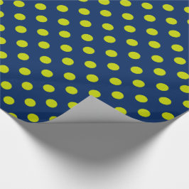 Lime Green Polka Dots op Navy Blue Cadeaupapier