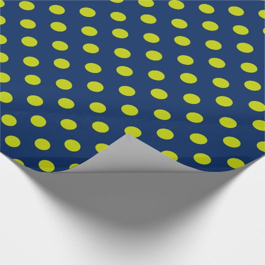 Lime Green Polka Dots op Navy Blue Cadeaupapier (Hoek)