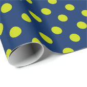 Lime Green Polka Dots op Navy Blue Cadeaupapier (Rol Hoek)
