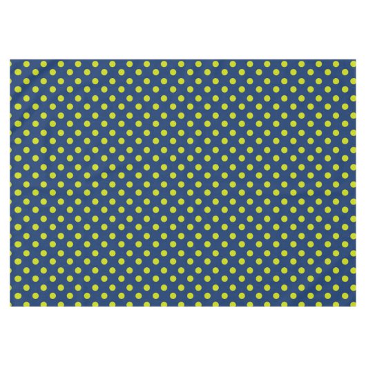 Lime Green Polka Dots op Navy Blue Tafelkleed (Voorkant (Horizontaal))