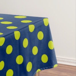 Lime Green Polka Dots op Navy Blue Tafelkleed