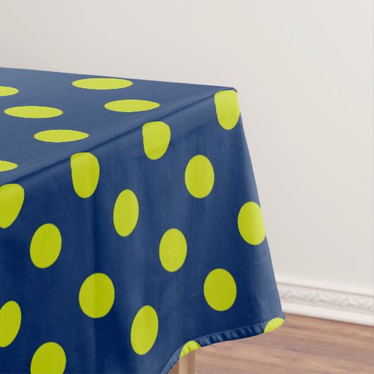 Lime Green Polka Dots op Navy Blue Tafelkleed (Voorbeeld)