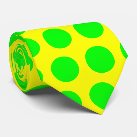 Lime Green Polka Dots Stropdas (Opgerold)