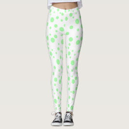 Lime Green Polka Gedotteerde Leggings