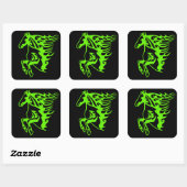 Lime Green Pony Horse Stallion Steed Line Art Vierkante Sticker (Vel)