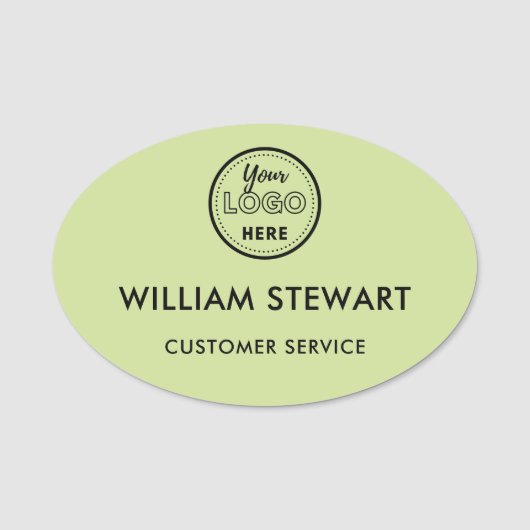 Lime Green Professioneel Logo Ovaal Medewerker Per Naamplaatje (Voorkant)