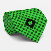 Lime Green Pug Pattern Stropdas (Opgerold)