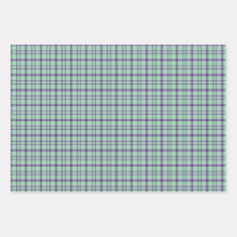 Lime Green Purple Plaid Classic Pattern Inpakpapier Vel