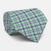 Lime Green Purple Plaid Classic Pattern Neck Tie Stropdas (Opgerold)