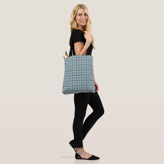 Lime Green Purple Plaid Classic Pattern Tote Bag (Op model)