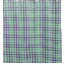 Lime Green Purple Plaid Shower Curtain Douchegordijn