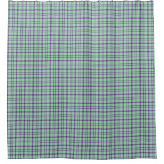 Lime Green Purple Plaid Shower Curtain Douchegordijn