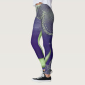 Lime Green Quarter Moon & Lace op Paars Leggings (Links)