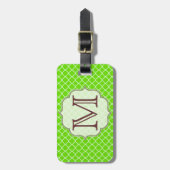 Lime Green Quarterfoil Latti Monogram Bagagelabel (Voorkant verticaal)