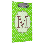 Lime Green Quarterfoil Latti Monogram Clip Board Klembord (Rechts)