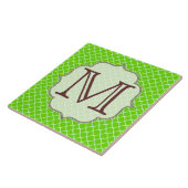 Lime Green Quarterfoil Latti Monogram Display Tile Tegeltje (Zijkant)