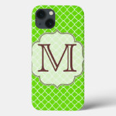 Lime Green Quarterfoil Latti Monogram IPAD Case (Achterkant)