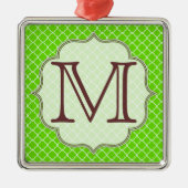 Lime Green Quarterfoil Latti Monogram Ornament (Voorkant)