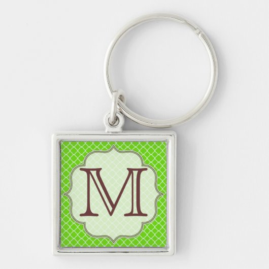 Lime Green Quarterfoil Latti Monogram Sleutelhange Sleutelhanger (Voorkant)