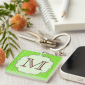 Lime Green Quarterfoil Latti Monogram Sleutelhange Sleutelhanger (Voorkant Rechts)