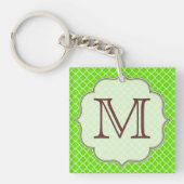 Lime Green Quarterfoil Latti Monogram Sleutelhange Sleutelhanger (Voorkant)