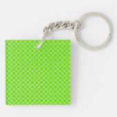 Lime Green Quarterfoil Latti Monogram Sleutelhange Sleutelhanger (Achterkant)