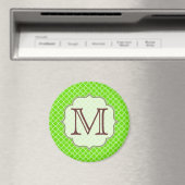 Lime Green Quarterfoil Monogram Initiaal Magnet (Insitu (Vaatwasser))
