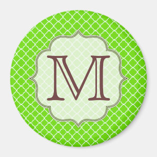 Lime Green Quarterfoil Monogram Initiaal Magnet