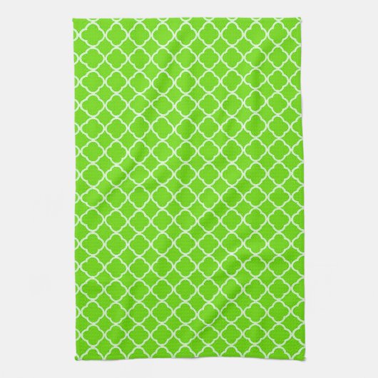 Lime Green Quarterfoil Monogram Keukenschotel Hand Theedoek (Verticaal)