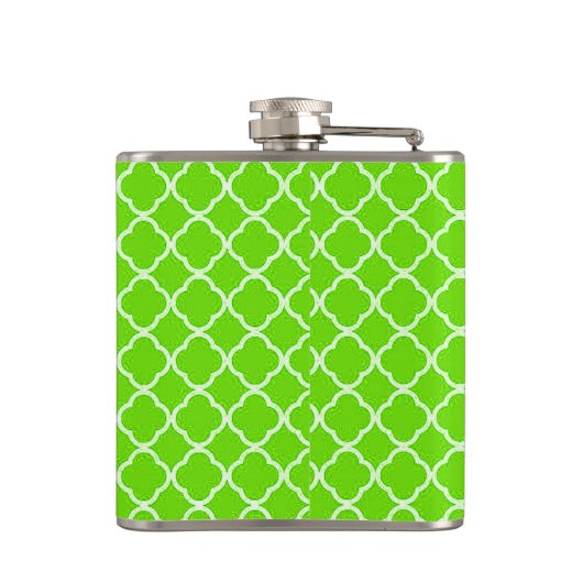 Lime Green Quarterfoil Monogram Whiskey Flask Heupfles (Achterkant)