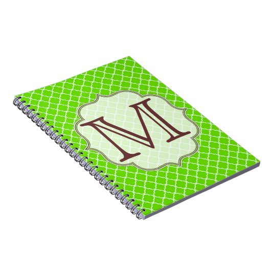 Lime Green Quaterfoil Latti Monogram Notitieboek (Rechterzijde)