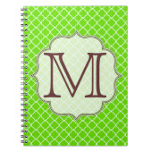 Lime Green Quaterfoil Latti Monogram Notitieboek (Voorkant)